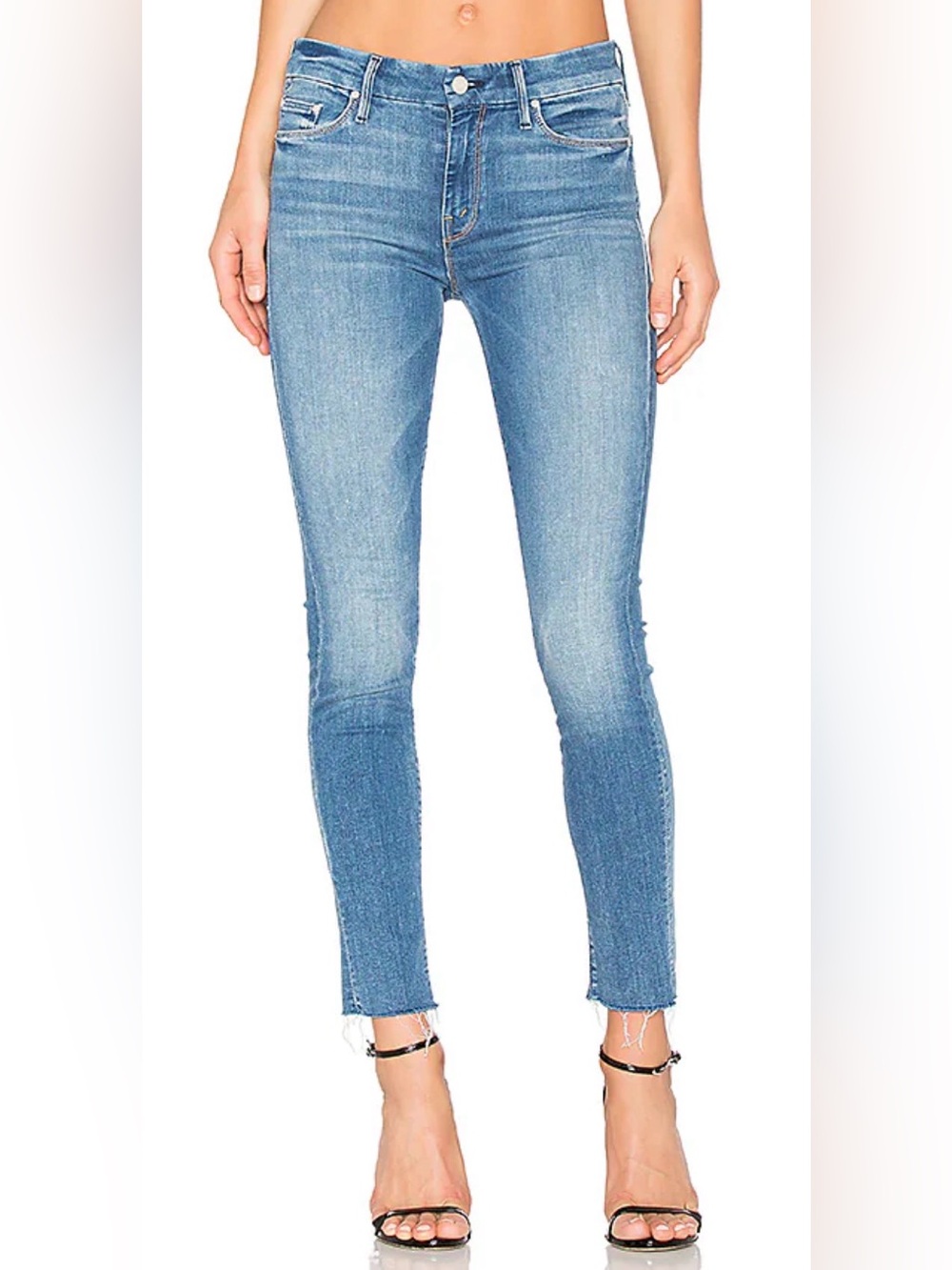 Mother Denim Looker Ankle Fray 31 Birds Of Paradise Blue Jeans Medium Wash $238